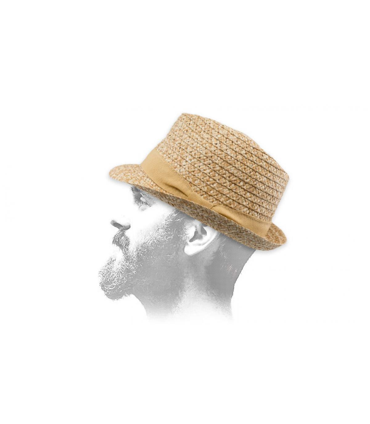 straw trilby beige ribbon Carpino Tilac